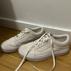Cream platform Vans